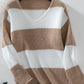 Color Block V-Neck Long Sleeve Sweater