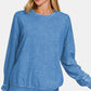 Zenana Washed Round Neck Dropped Shoulder Sweatshirt