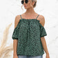 Printed Cold-Shoulder Frill Trim Blouse