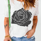 Rose Graphic Round Neck Short Sleeve T-Shirt