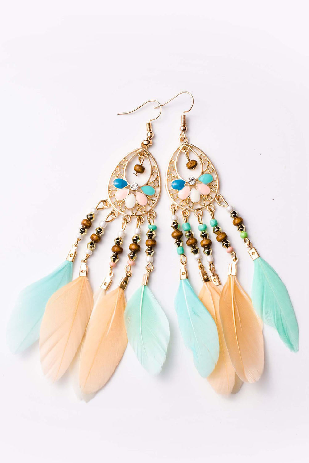 Multicolor Feather Tassel Earrings