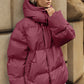 Pocketed Zip Up Hooded Puffer Jacket