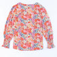 Floral Print Long Puff Sleeve Blouse