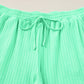 Mint Green Textured Batwing Sleeve Tee Wide Leg Pants Plus Size Set