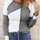 Irregular Color Block Seaming Trim Rib Knit Top