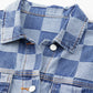 Checkered Button Up Denim Jacket