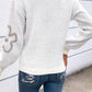 Flower Half Zip Dropped Shoulder Sweater