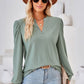 V-Neck Puff Sleeve Blouse