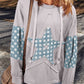 Floral Patchwork Star Pattern Drawstring Hoodie