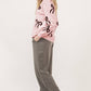 Bow Pattern Round Neck Loose Fit Sweater