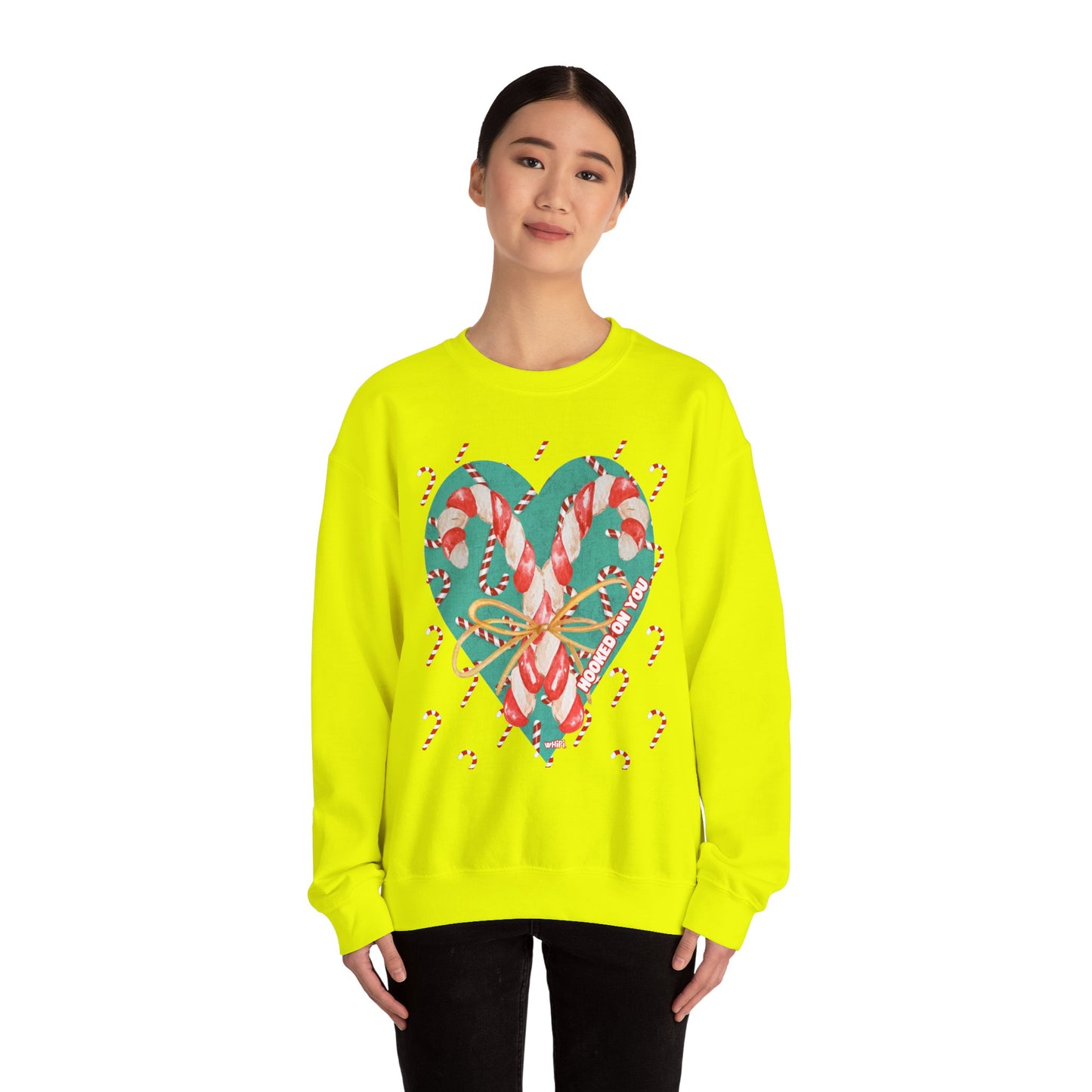 Hooked On You Crewneck Sweatshirt – Candy Canes & Hearts Edition