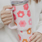 Multicolor Flower Print Handled Stainless Steel Vacuum Cup 40oz