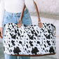 White Animal Print Leather Tote Bag