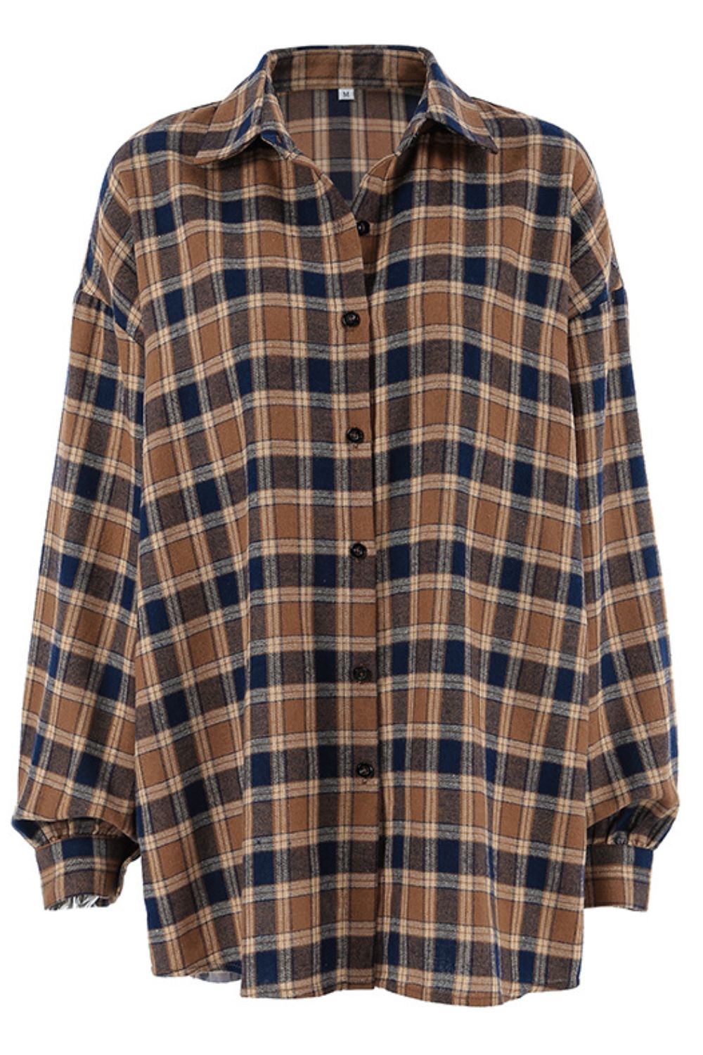 Plaid Button Up Drop Shoulder Shacket