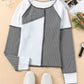 Irregular Color Block Seaming Trim Rib Knit Top