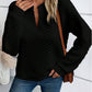 Notched Long Sleeve Sweatshirt