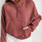 Sea Green Fleece Lined Zip Up Stand Collar Thumbhole Sleeve Sweatshirt