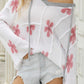 Drawstring Flower Hooded Knit Top