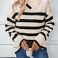 Buttoned Striped Long Sleeve Sweater