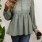 Perfee Peplum Round Neck Long Sleeve Blouse