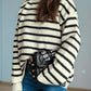 Striped Round Neck Long Sleeve Sweater