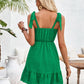 Tied Ruffled V-Neck Sleeveless Mini Dress