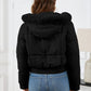 Pocketed Long Sleeve Cropped Hooded Winter Coat