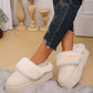 Faux Fur Round Toe Platform Slippers