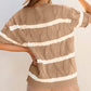 Striped Round Neck Short Sleeve Sweater