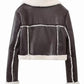 Collared Neck Long Sleeve Plush Cropped Jacket