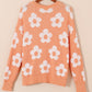 Flower Round Neck Dropped Shoulder Sweater