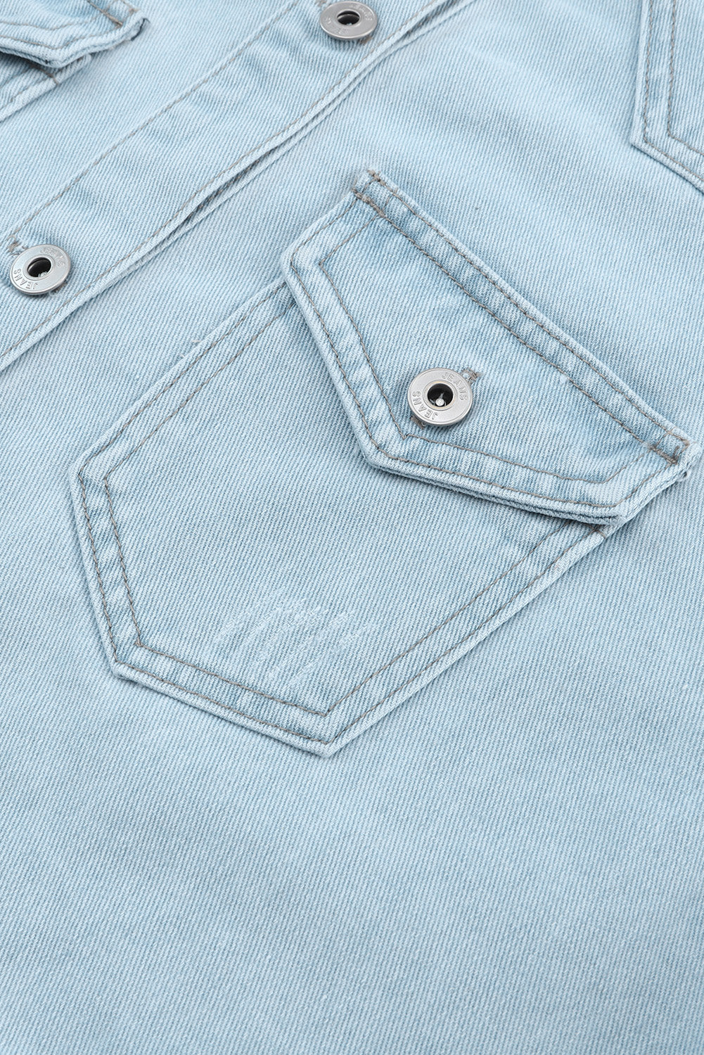 Long Raw Hem Lived-In Denim Jacket