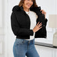 Pocketed Long Sleeve Cropped Hooded Winter Coat