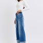 Judy Blue Full Size Distressed High Waist Wide Leg Jeans