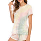 Tie-Dye Round Neck Short Sleeve Top and Shorts Lounge Set