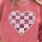 Valentine’s Day Sequin Checkered Heart Long Sleeve Sweatshirt