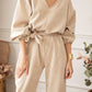 V-Neck Balloon Sleeve Wide Leg Jumpsuit