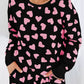 Heart Print Long Sleeve Top and Shorts Lounge Set