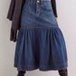 Midi Denim Skirt with Pockets