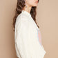 POL Cable-Knit Peace Patch Dropped Shoulder Sweater