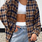 Plaid Button Up Drop Shoulder Shacket