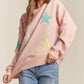 ADORA Stars Pattern Round Neck Drop Shoulder Sweater