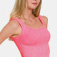 Zenana Washed Ribbed Scoop Neck Wide Strap Tank