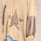 Floral Patchwork Star Pattern Drawstring Hoodie