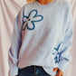 Flower Round Neck Long Sleeve Sweater