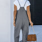 Textured Sleeveless V-Neck Pocketed Casual Jumpsuit