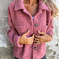 Full Size Fuzzy Button Up Drop Shoulder Jacket