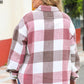 Plus Size Plaid Button Up Collared Neck Jacket