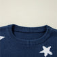 Star Round Neck Long Sleeve Sweater