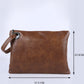 Brown Vintage Leather Oversized Clutch Bag